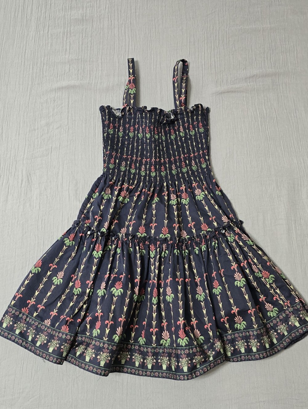 Navy Floral Smocked Mini Dress